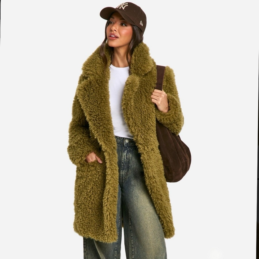 Olive Green Faux Fur Coat